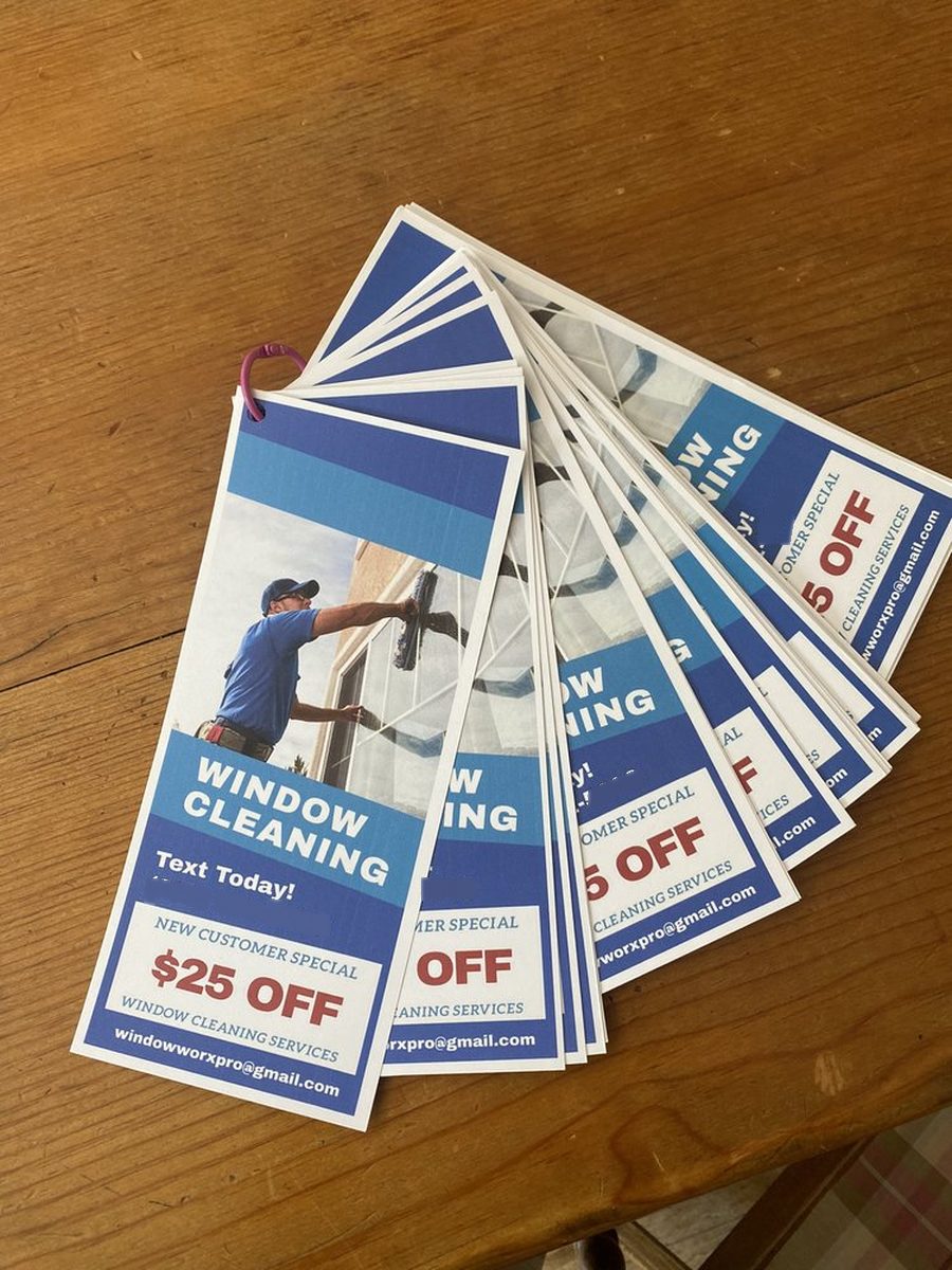 Stack of WindowWorx door hanger flyers